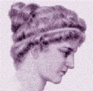 Da kein authentisches Abbild Hypatias existiert, befindet sich hier ein "repräsentatives" Porträt, das von Elbert Hubbard erstmals 1908 zur Darstellung Hypatias verwendet wurde.